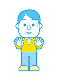 若い 男性 焦る シンプルカラー