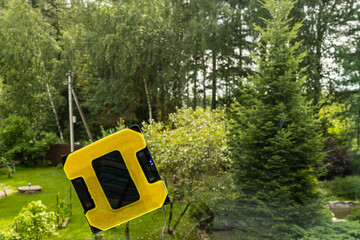 Robotic cleaner at work on the window