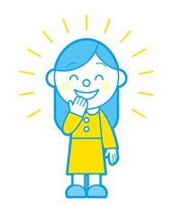 若い 女性 笑顔 シンプルカラー