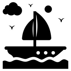 
Watercraft icon in solid design, toy boat vector 
