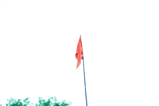 Wavy Orange Silk Flag isolated on white background