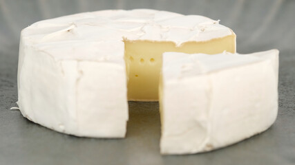 soft cheese Camembert Delicious pieces of white mold cheeses with soft textures Camembert close up