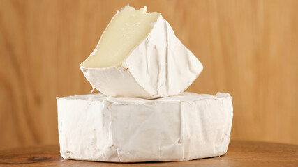 soft cheese Camembert Delicious pieces of white mold cheeses with soft textures Camembert close up