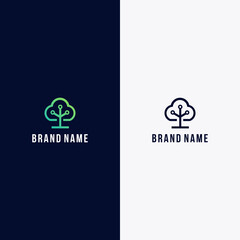 Tree tech logo designs vector