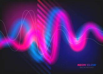 Flat vector. Neon glow cyberpunk background. Dynamic shapes composition. Eps10 vector.