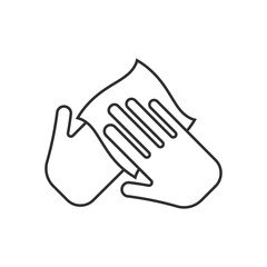 Hand with cleaning napkin line icon. Vector illustration.