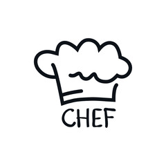 Chef cook hat bakery logo icon sign Hand drawn style Doodle design lettering Fashion print clothes apparel greeting invitation card badge banner poster menu restaurant food brand flyer book websites