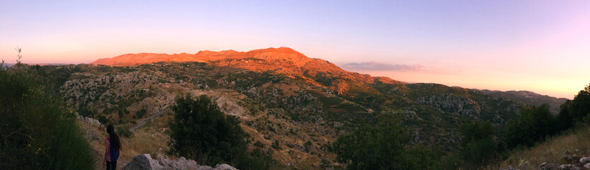 Fototapeta na wymiar Panoramic view of mountain hills in Mount Lebanon