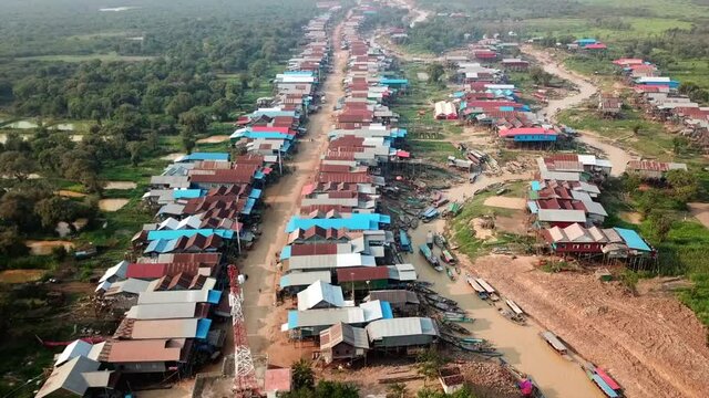 Unbelievable Aerial View Of Third World Housing Community In Cambodia - Drone Flyover