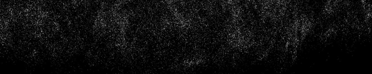 White Grainy Texture On Black. Panoramic Background. Wide Horizontal Long Banner For Site. Dust Overlay. Light Coloured Noise Granules. Snow Vector Elements. Illustration, EPS 10.