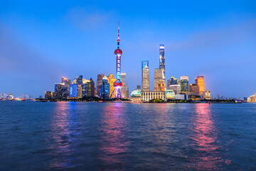 Beautiful Shanghai skyline and buildings at night,China.