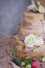 Beautiful festive cake biscuit with different creams