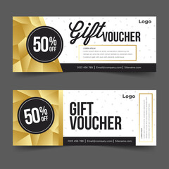 Gift Voucher template with gold and black background colour