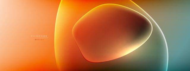 Vector abstract background - liquid bubble shapes on fluid gradient with shadows and light effects. Shiny design template for text