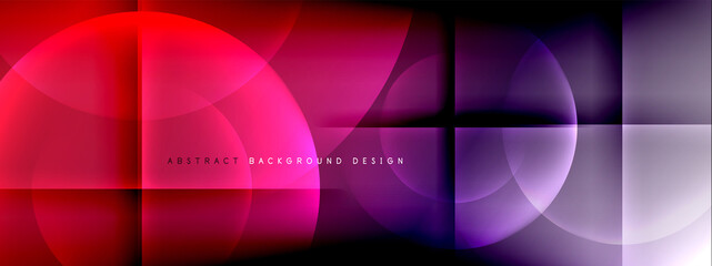 Vector abstract background - circle and cross on fluid gradient with shadows and light effects. Techno or business shiny design templates for text