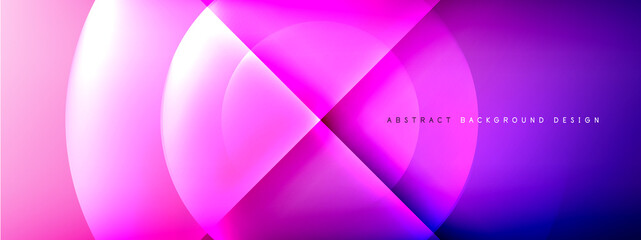 Vector abstract background - circle and cross on fluid gradient with shadows and light effects. Techno or business shiny design templates for text
