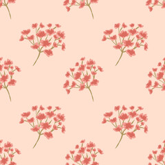 Obraz na płótnie Canvas Simple tiny cherry blossom seamless vector pattern. Great for home decor, fabric, wallpaper, gift-wrap, stationery and packaging design projects.