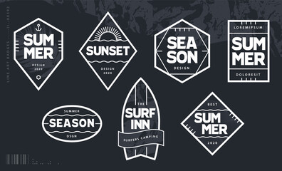 Obraz premium Line Art Geometric Summer Emblems Set