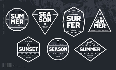 Line Art Geometric Summer Emblems Set