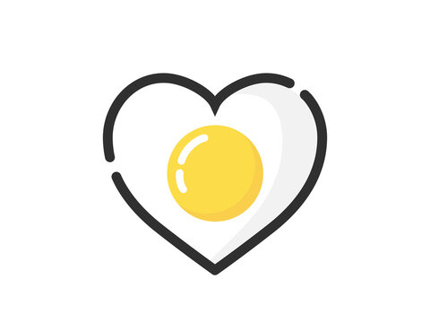 Omelette Icon. Egg White Vector Design. Fried Egg Vector Design.  Egg In Heart Shape Design. 