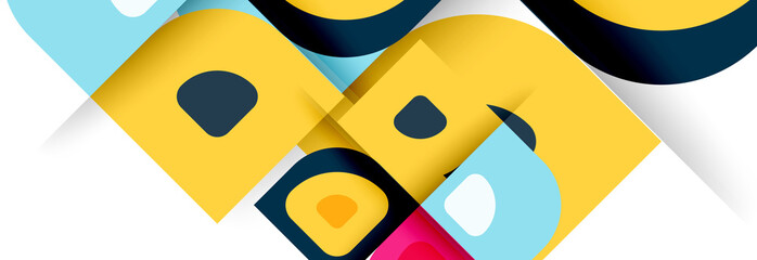 Set of vector modern geometric abstract backgrounds with repeating abstract round shapes patterns and shadow effects