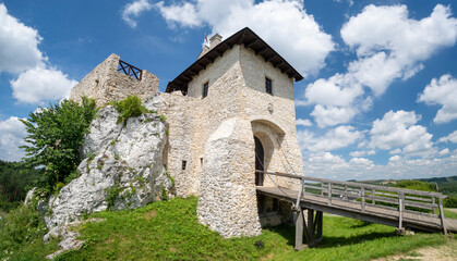 Fototapeta na wymiar Bobolice Castle in Poland.The castle is part of the system of strongholds known as the Eagles' Nests