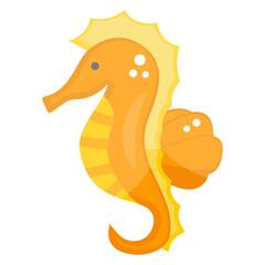 
Hippocampus marine fish icon, flat design of seahorse 
