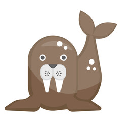 
Carnivorous mammal specie, otter icon in flat style 
