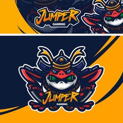japanese samurai frog premium mascot logo template