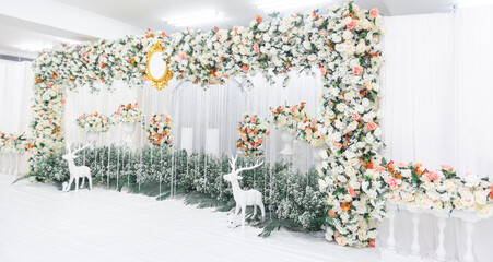 wedding flower decoration. flower backdrop background . wedding background