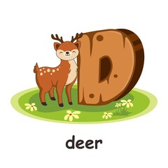 Obraz na płótnie Canvas Deer Wooden Alphabet Education Animals Letter D