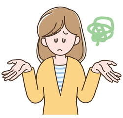 手を広げてがっかりする若い女性のイラスト