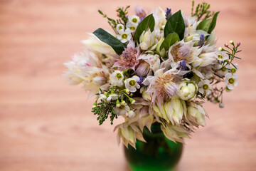 Close up shot of bouquet of flowers