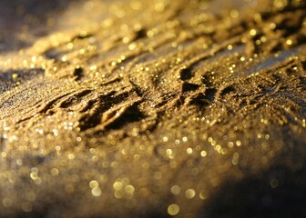 Gold sand on black background 