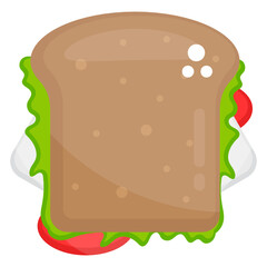 
Flat vector icon of club sandwich with ketchup 
