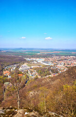 View over the Harz mountains to the city of Thale. Saxony-Anhalt, Germany