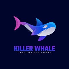 Vector Logo Illustration Killer Whale Gradient Colorful Style.
