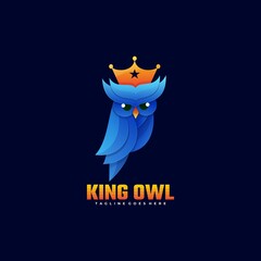 Vector Logo Illustration King Owl Gradient Colorful Style.