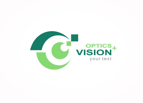 Optics vision logo design symbol emblem, silhouette eye symbol icon vector