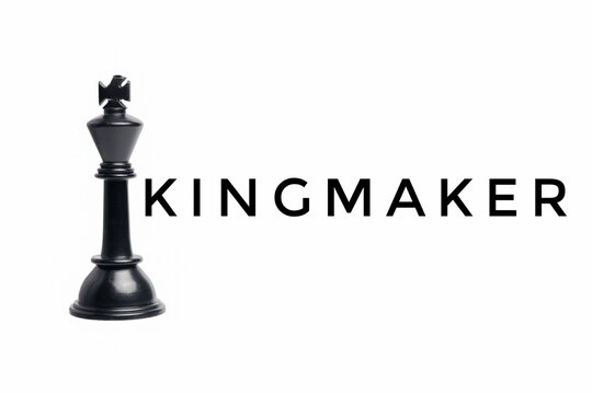 Levitation chess king with the word kingmaker. 