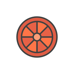 Obraz premium Slice of orange outline icon. Color vector icon.