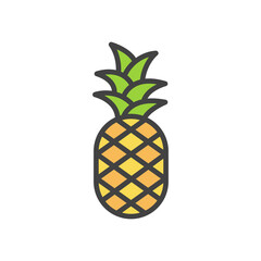 Pineapple outline icon. Color vector icon.