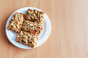 Biscuits with nuts and seeds, with space for text