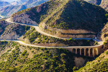 Road and viaduct from Granatilla viewpoint, Spain