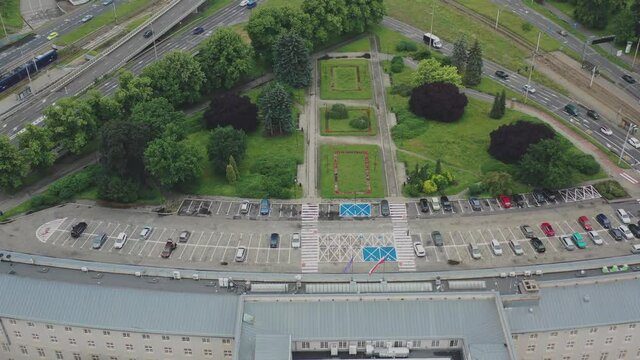 Aerial survey Wroclaw, Poland, Drone view, parking, Poland bird's eye view, drone view