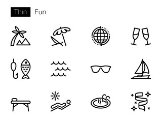 Fun and Leisure Line Vector icons set