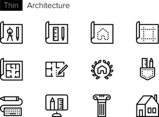 Architecture Line Vector icons set