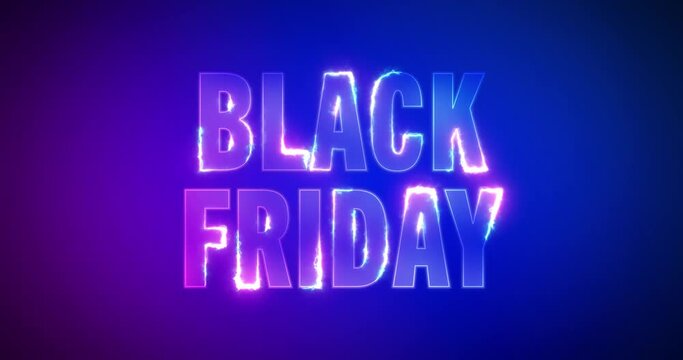 Black Friday. Particle Logo. Text Animation. Red Logotype on white grey background. Rotation and Slide. High quality 4k footage