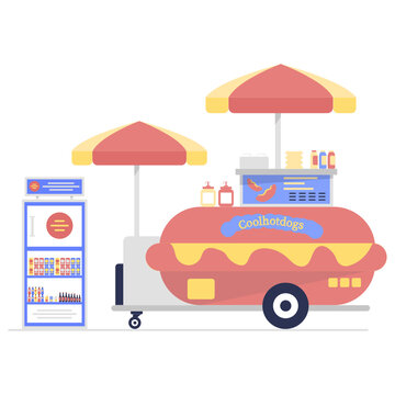 
Roadside food vector design, vendor wagon illustration 
