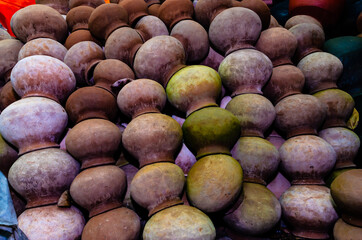Handmade clay pots for water storage and cooling
